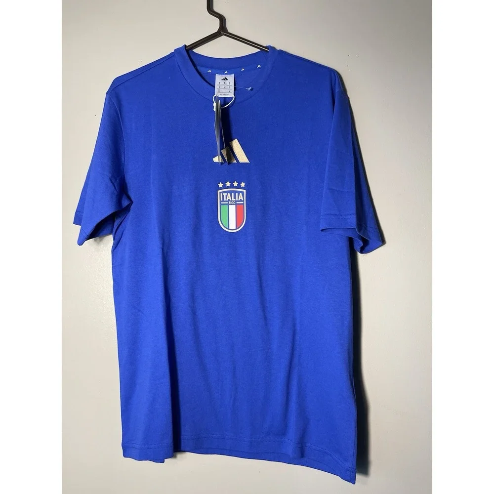 Adidas Italy Soccer Team Men's DNA Graphic T-shirt Blue Size M New